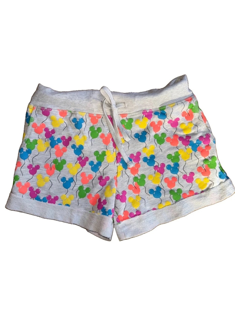 Disneyland Park Mickey Mouse Balloon Print Sweat Shorts Gray Multicolor Small
